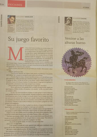 Viva, Clarín. Cuento "Su juego favorito" Viva, Clarín. Cuento "Su juego favorito"